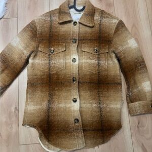 Aritzia Wilfred Free Brown Plaid Wool Ganna Jacket XS